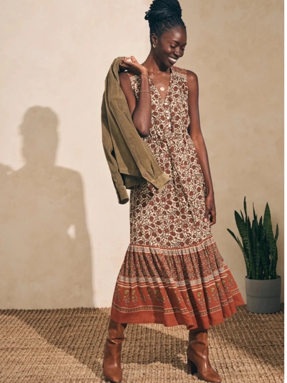 Faherty Ojai Maxi Dress in Umber Folly - XL. NWT!